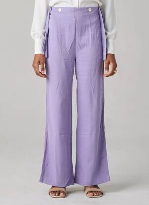 Pantalon flare taille à pinces taille haute violet COUTURIST femme