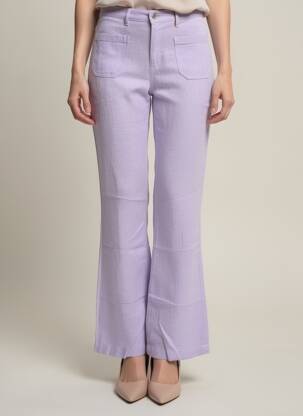 Pantalon flare taille élastique taille normale violet COUTURIST femme