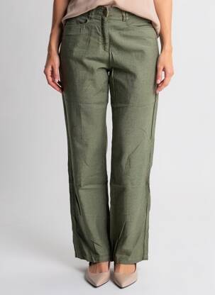 Pantalon droit tissage crêpe taille normale vert COUTURIST femme