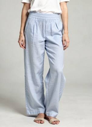 Pantalon large tissage crêpe taille normale bleu COUTURIST femme