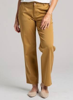 Pantalon chino tissage popeline taille normale jaune COUTURIST femme
