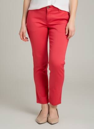 Pantalon chino tissage popeline taille normale rouge COUTURIST femme