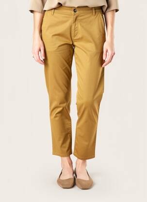 Pantalon chino tissage popeline taille normale jaune COUTURIST femme