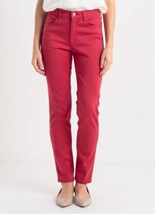 Pantalon slim tissage popeline taille normale rouge COUTURIST femme