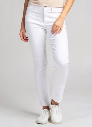 Pantalon slim tissage popeline taille normale blanc COUTURIST femme