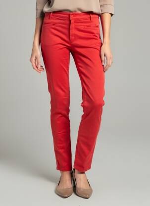 Pantalon slim tissage popeline taille normale rouge COUTURIST femme