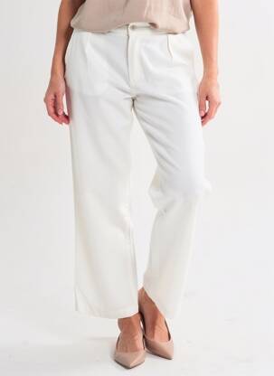 Pantalon chino fermeture zippée sous rabat boutonné taille normale blanc TEJIDOS ROYO femme