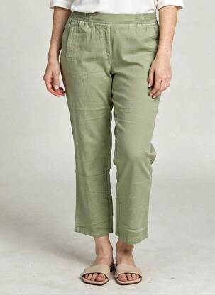 Pantalon 7/8 taille élastique taille normale vert COUTURIST femme