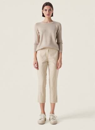 Pantalon 7/8 taille élastique taille normale beige COUTURIST femme