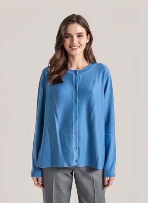 Gilet manches longues col rond bleu COMPAÑIA FANTASTICA femme