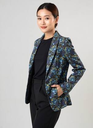 Veste casual col tailleur noir LA FIANCÉE femme