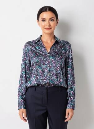 Chemisier imprimé fantaisie manches longues bleu LA FIANCÉE femme
