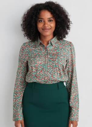 Chemisier coupe cintrée manches longues vert GARCIA femme