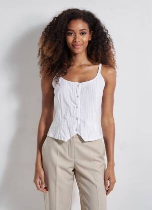Top coupe cintrée fines bretelles blanc TIFFOSI femme