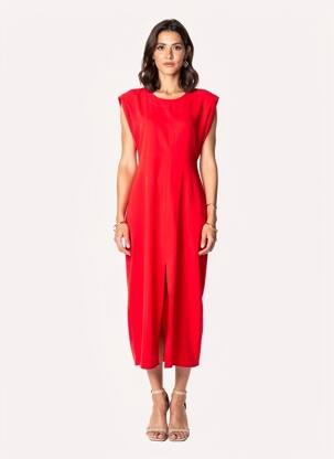Robe longue manches courtes manches courtes rouge EXQUISS'S femme