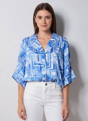 Tunique manches longues fermeture boutonnée sur le devant bleu TIFFOSI femme