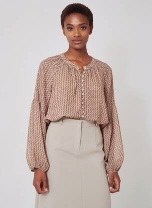 Chemisier tissage crêpe manches longues rose C'EST BEAU LA VIE femme