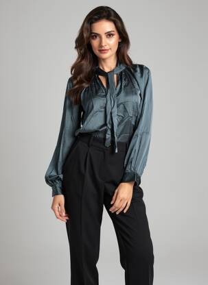 Blouse poignets boutonnés avec fente manches longues bleu CIAO DONNA femme
