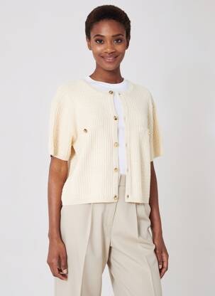 Gilet manches courtes maille tricot beige GARCIA femme