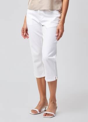 Corsaire tissage denim taille haute blanc GARCIA femme