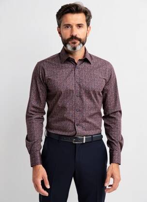 Chemise manches longues imprimé fantaisie violet IZAC homme