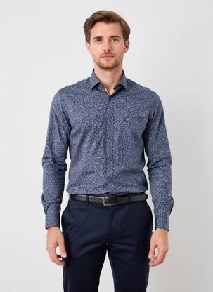 Chemise manches longues poches bleu JUPITER homme