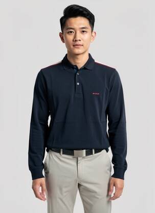 Polo manches longues manches longues bleu MISE AU GREEN homme