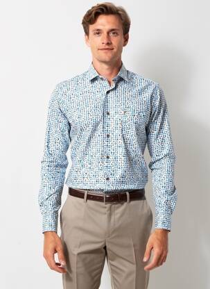 Chemise manches longues imprimé fantaisie blanc DARIO BELTRAN homme