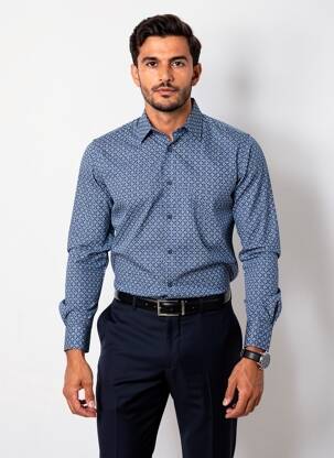 Chemise manches longues poches bleu MARVELIS homme