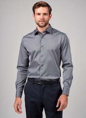 Chemise manches longues coupe cintrée gris MARVELIS homme