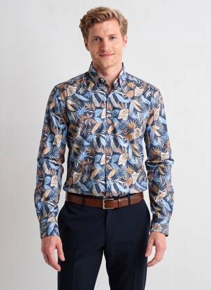 Chemise manches longues coupe cintrée bleu DARIO BELTRAN homme