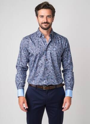 Chemise manches longues poches bleu DARIO BELTRAN homme