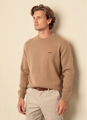 Pull stretch manches longues marron MISE AU GREEN homme