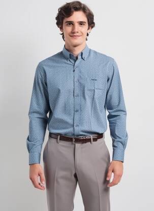 Chemise manches longues poches bleu MISE AU GREEN homme