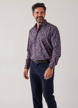 Chemise manches longues imprimé fantaisie bleu MARVELIS homme