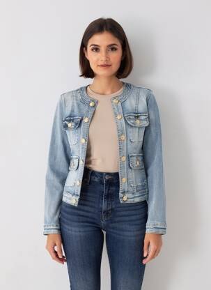Veste casual col rond bleu WATER JEANS femme