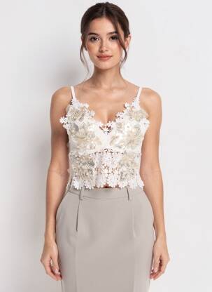 Top manches bretelles ajustables fines bretelles blanc PATRICIA FORGEAL femme