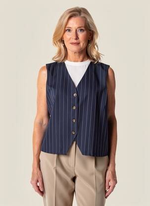 Gilet sans manche coupe cintrée bleu HALOGENE femme