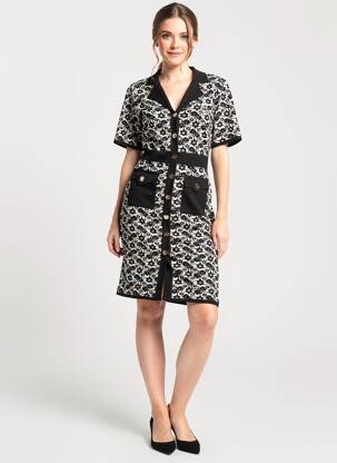Robe mi-longue manches courtes manches courtes noir LM LULU femme