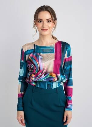 Top tissage crêpe manches longues bleu JOY femme