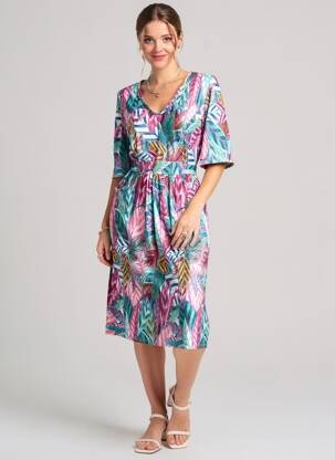Robe mi-longue manches courtes manches courtes bleu JOY'S PARIS femme