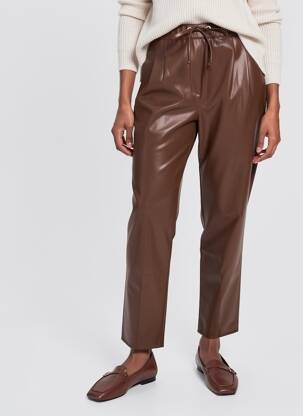 Pantalon droit taille élastique marron MISSY femme