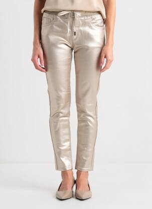 Pantalon slim taille élastique or MAISON ONADO femme
