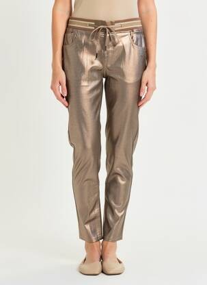 Pantalon slim taille élastique marron MAISON ONADO femme