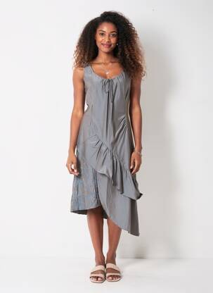Robe mi-longue sans manche sans manche gris FILLE DES SABLES femme