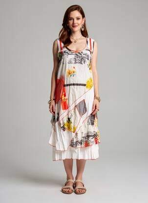 Robe mi-longue sans manche sans manche blanc ME-PARIS femme