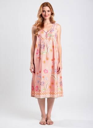 Robe mi-longue imprimé fleurs sans manche rose AGATHE & LOUISE femme