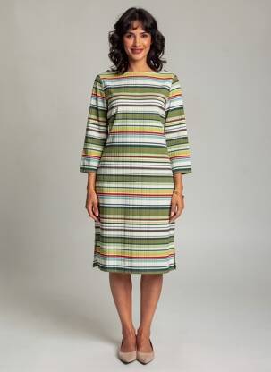 Robe mi-longue manches 3/4 manches 3/4 vert SURKANA femme