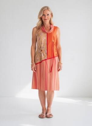 Robe mi-longue sans manche sans manche orange ENJOY femme