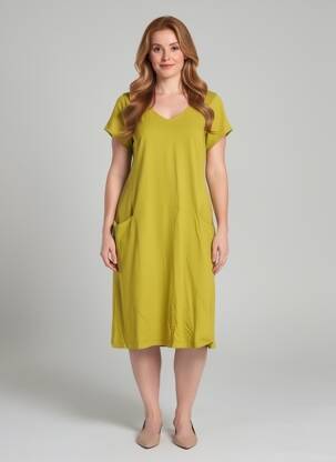 Robe mi-longue manches courtes manches courtes vert AGATHE & LOUISE femme